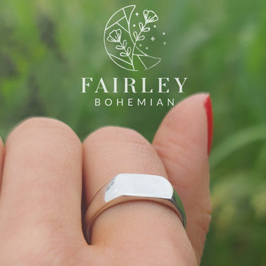 solid 925 silver unisex plain signet ring
